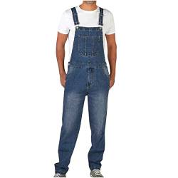 KUIH Mode Herren Jeans, Latzhose Slim Fit Lang Hose Denim Jumpsuit Vintage Overall Workwear Männer Cargohose Jogginghose Trainingshose Freizeithose Loose mit Löcher für Männer von KUIH