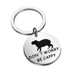 KUIYAI Capybara Capybara-Schlüsselanhänger, Aufschrift "Don't Worry Be Cappy Capybara Lover", Geschenk für Tierliebhaber, Be Cappy UK von KUIYAI