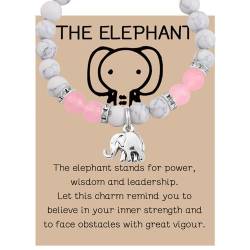 KUIYAI Heilarmband mit Elefantenanhänger, Edelsteinperlen, für Mädchen und Frauen, Geschenk für Elefantenliebhaber, inspirierendes Geschenk von KUIYAI