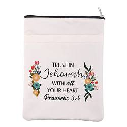 KUIYAI JW Pioneer Book Sleeve Jehova Witnesses Book Cover Pioneer Day Gift Pioneer School Gift Trust In Jehovah with All Your Heart Proverbs 3:5 Zipper Pouch (JW3:5) von KUIYAI