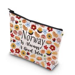 KUIYAI Kosmetiktasche mit Norwegen-Flagge, Norwegen-Flagge, Reißverschluss, Kosmetiktasche für norwegische Frauen, Good Idea Norwegen von KUIYAI