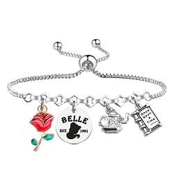 KUIYAI Märchenhaftes Geschenk Prinzessin Armband Rote Rose Schmuck Motivierendes Geschenk für Filmliebhaber von KUIYAI