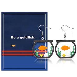 KUIYAI Ohrring mit Aufschrift "Be A Goldfisch", motivierendes Geschenk für Goldfischliebhaber, Geschenk für Sie, Kupfer von KUIYAI