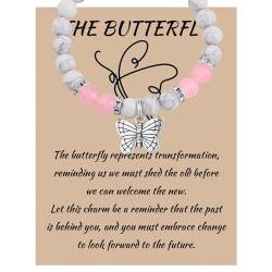 KUIYAI Schmetterlings-Gedenkgeschenk, Schmetterlings-Charm, Edelstein-Perlen, Heilarmband für Sie, Schmetterlingsschmuck von KUIYAI