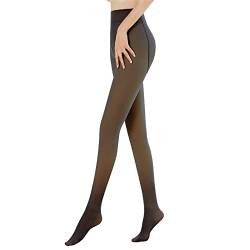 KUKEYIEE Thermostrumpfhosen für Damen Fleece Strumpfhose Winter Gefälschte Durchscheinend Plüschstrümpfe Pantyhose blickdicht Wärmende Fleece Leggings(220g für 5~20℃,1pc Schwarz Durchsichtig) von KUKEYIEE