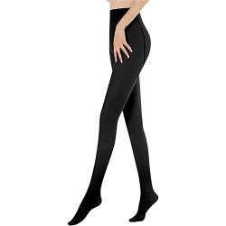 KUKEYIEE Thermostrumpfhosen für Damen Fleece Strumpfhose Winter Gefälschte Durchscheinend Plüschstrümpfe Pantyhose blickdicht Wärmende Fleece Leggings(220g für 5~20℃,1pc Schwarz Undurchsichtig) von KUKEYIEE