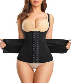 KUMAYES Bauchweggürtel Damen Fitnessgürtel Schwitzgürtel Sport Waist Trainer Korsett Bauchweg Taillenformer Verstellbarer Body Shaper (3XL, Schwarz) von KUMAYES