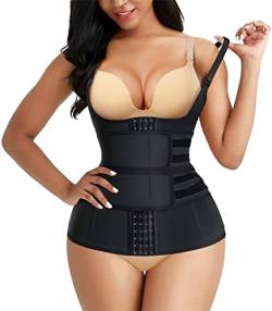 KUMAYES Bauchweggürtel Damen Fitnessgürtel Schwitzgürtel Sport Waist Trainer Korsett Bauchweg Taillenformer Verstellbarer Body Shaper (S, Schwarz) von KUMAYES