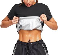 KUMAYES Damen Abnehmen Weste Schweiß Sauna Effekt Tank Top Fitness Shirt Schwitzweste Body Shaper Sport Workout Korsett (L, Schwarz) von KUMAYES