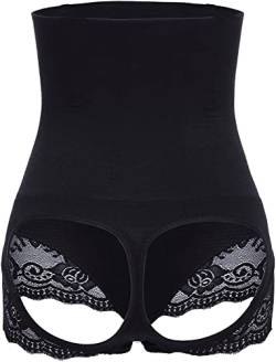 KUMAYES Damen Butt Lifter Kolben-Heber Höschen Unterwäsche Miederslip Damen Mieder String figurenformend mit Bauch Weg Taillenslip Slip (3XL-4XL, Schwarz) von KUMAYES