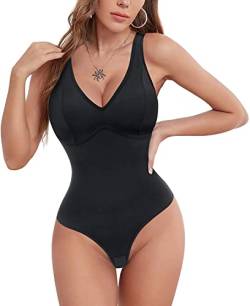 KUMAYES Damen Shapewear BH Body Bauchweg Miederbody Mit Bügel Shape Body Damen Figurformender Shapewear Nahtlos Bodysuit Shapewear Damen Body Bauch Weg (3XL, Schwarz) von KUMAYES