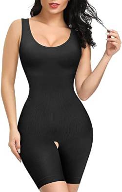 KUMAYES Damen Shapewear Formende Bodys Figurformender Tank Tops Taillenformer Atmungsaktive Figurformender Bauchweg Fajas Body Shaper Bodysuit (3XL-4XL, Schwarz) von KUMAYES