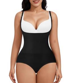 KUMAYES Damen Shapewear Formender U-Kragen Nahtlose Body Shaper Taillenformer Bauchweg Shaping Bodysuit (schwarz, M-L) von KUMAYES