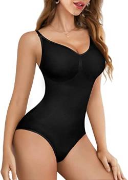 KUMAYES Shape Body Damen Figurformender Shapewear Nahtlos Body Shaper Bodysuit Bra Nahtlos Kompression Unterwäsche Bodyshaper Formbody Taillenformer Miederbody (3XL-4XL, Schwarz) von KUMAYES