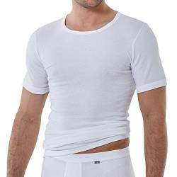 Herren Unterhemd Kurzarm 5er Pack I 1/2 Arm Shirt aus 100% Baumwolle ohne Seitennähte I Rundhals Unterhemden in Feinripp Qualität I Weiß I Gr. L (6) von KUMPF BODY FASHION