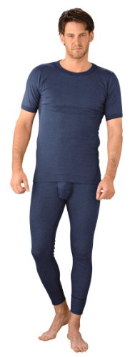 KUMPF BODY FASHION Herren Unterhemd Langarm I Funktionsunterhemd aus Baumwolle ohne Seitennähte I Atmungsaktiv + Klimaregulierend I Blau I Gr. L (6) von KUMPF BODY FASHION