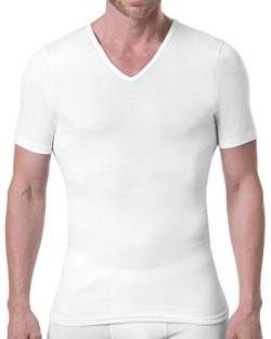 KUMPF Herren V-Ausschnitt Shirt 2er Pack Feinripp, Reine Bio Baumwolle, GOTS Zertifiziert, Made in Europe, Größe:L, Farbe:weiß von KUMPF BODY FASHION