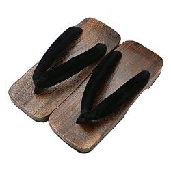 KUNANG Herren Holz Clogs Sandalen, Japanische Holz Geta, Geta Hausschuhe, Japanische Traditionelle Geta Holz Clogs Sandalen Geta Wide Sole Flip Flops. von KUNANG