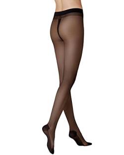 KUNERT Cotton Sole Strumpfhose, Nylonstrumpfhose Damen 20 den Optik, transparente Feinstrumpfhose matt (schwarz), Menge: 1 Stück, 40 (Herstellergröße: 40/42) von KUNERT