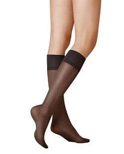 KUNERT Damen Kniestrümpfe Satin Look 20 transparenter Glanz 20 DEN Black 0500 35/38 von KUNERT