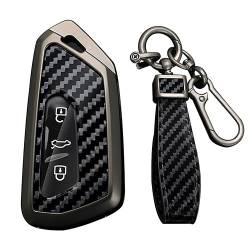 KUNIO Autoschlüssel Hülle Passt für VW Golf 8 GTE GTI ID.3 ID.4 GTX Passt für Seat Leon MK4 Cupra Formentor Passt für Skoda Octavia Schlüsselhülle Metall Schlüsselcover Schlüsselanhänger A Schwarz von KUNIO