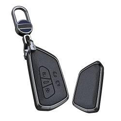 KUNIO Autoschlüssel Schutzhülle Passt für VW Golf 8 ID.3 ID.4 Crozz 2021 2022 für Skoda Octavia Tarraco für Seat Leon MK4 Leder Schlüsseletui Schlüsselhülle Schlüsselanhänger 5 Tasten Schwarz von KUNIO