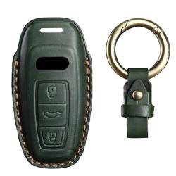 KUNIO Keyless Schlüsselhülle Passt für Audi A8 A8L Q8 A3 Sportback A6 A7 Q7 RS6 S6 S7 SQ8 Q4 SQ7 TFSI Leder Autoschlüssel Hülle Schlüsselcover Schlüsselanhänger Schlüsseletui 3 Tasten Grün von KUNIO