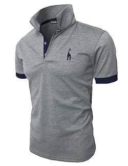 KUNJLELP Herren Poloshirt aus reinem Baumwoll-Piqué Polohemd Basic Kurzarm,Blau 04,3XL von KUNJLELP