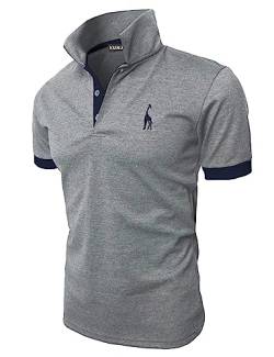 KUNJLELP Herren Poloshirt aus reinem Baumwoll-Piqué Polohemd Basic Kurzarm,Blau 04,M von KUNJLELP