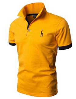 KUNJLELP Herren Poloshirt aus reinem Baumwoll-Piqué Polohemd Basic Kurzarm,Gelb,3XL von KUNJLELP