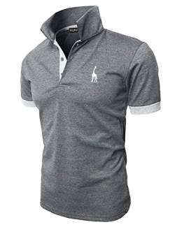 KUNJLELP Herren Poloshirt aus reinem Baumwoll-Piqué Polohemd Basic Kurzarm,Grau,XL von KUNJLELP