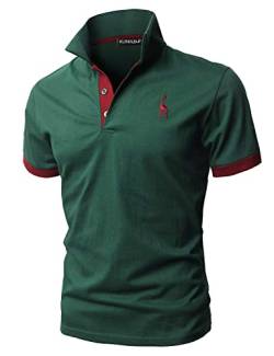 KUNJLELP Herren Poloshirt aus reinem Baumwoll-Piqué Polohemd Basic Kurzarm,Grün,M von KUNJLELP
