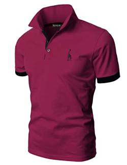 KUNJLELP Herren Poloshirt aus reinem Baumwoll-Piqué Polohemd Basic Kurzarm,Rot,L von KUNJLELP