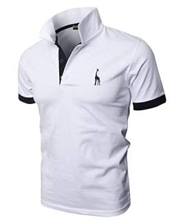 KUNJLELP Herren Poloshirt aus reinem Baumwoll-Piqué Polohemd Basic Kurzarm,Weiß,L von KUNJLELP