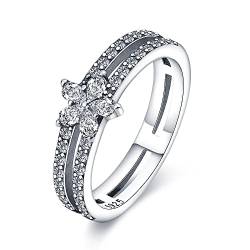 KUNSIR 925 Sterling Silber Ringe für Damen Liebesknoten Ringe Finger Federringe Schmuck Geschenke gekreuzte Ringe für Frauen mit Zirkonia Größe von KUNSIR