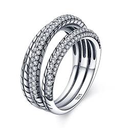 KUNSIR 925 Sterling Silber Ringe für Damen Liebesknoten Ringe Finger Federringe Schmuck Geschenke gekreuzte Ringe für Frauen mit Zirkonia Größe von KUNSIR