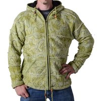 KUNST UND MAGIE Blouson Patchwork Goa Herren Strickjacke in Grün mit Kapuze - Hippiejacke von KUNST UND MAGIE