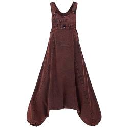 KUNST UND MAGIE Damen Latzhose Hippie Haremshose Goa Hose Boho 70er Jumpsuit Overall Stonewashed Catsuit, Größe:M, Farbe:Rost von KUNST UND MAGIE