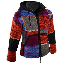 KUNST UND MAGIE Damen Strickjacke Goa Wolle Jacke mit Fleecefutter mit Abnehmbarer Zipfelkapuze, Größe Damen:46 von KUNST UND MAGIE