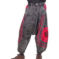 KUNST UND MAGIE Haremshose Baggy Pants Hippie Baumwolle Haremshose Stonewashed Blume des Lebens von KUNST UND MAGIE