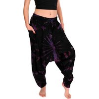 KUNST UND MAGIE Haremshose Bunte Tie Dye Batik Damen Yoga Freizeit Haremshose Wellnesshose Goa von KUNST UND MAGIE