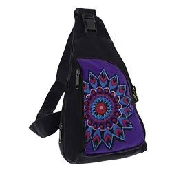KUNST UND MAGIE Hippie Goa Bodybag Schultertasche, Größe:S, Farbe:Schwarz/Lila von KUNST UND MAGIE