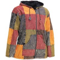 KUNST UND MAGIE Kapuzenfleecejacke Patchwork Jacke Baja Hoodie alternativ Kapuzenjacke +Fleecefutter Fair von KUNST UND MAGIE