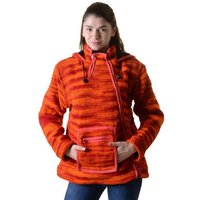 KUNST UND MAGIE Kapuzenstrickjacke Damen Strickjacke Hippie Wolljacke+Fleecefutter&Zipfelkapuze Orange von KUNST UND MAGIE