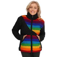 KUNST UND MAGIE Kapuzenstrickjacke Damen Strickjacke gefütterte Wolljacke Strickpullover Bunt Regenbogen von KUNST UND MAGIE