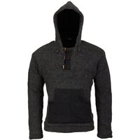 KUNST UND MAGIE Kapuzenstrickjacke Herren Strickpullover Kapuze Wollpullover Nepal Fleecefutter Hoodie von KUNST UND MAGIE