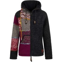 KUNST UND MAGIE Strickjacke Strickjacke Boho Bunt Jacke Kragen Futter Winterjacke Wolljacke Goa von KUNST UND MAGIE