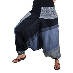 KUNST UND MAGIE Unisex orientalische Yoga Freizeit Haremshose, Farbe:Grau/Schwarz von KUNST UND MAGIE