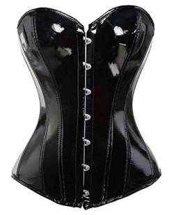 KUOSE Damen Body Shaper Dessous Gothic PVC Kunstleder Corsage Mieder Top Schwarz von KUOSE