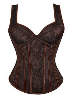 KUOSE Damen Schwarz Shapewear Korsett Vintage Gothic Vollbrust Corsage Top mit Träger von KUOSE